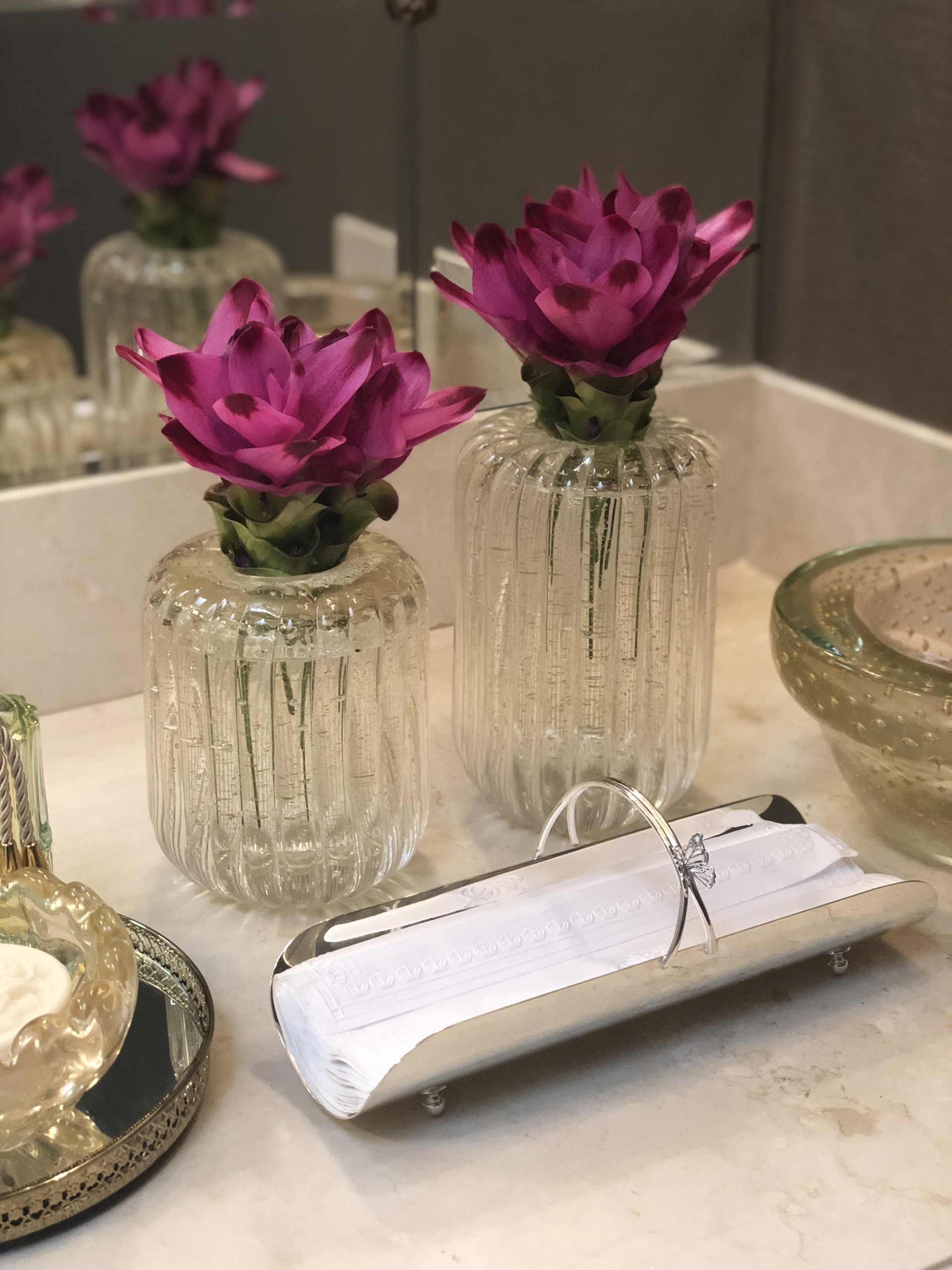 Porta toalha de prata retangular borboleta