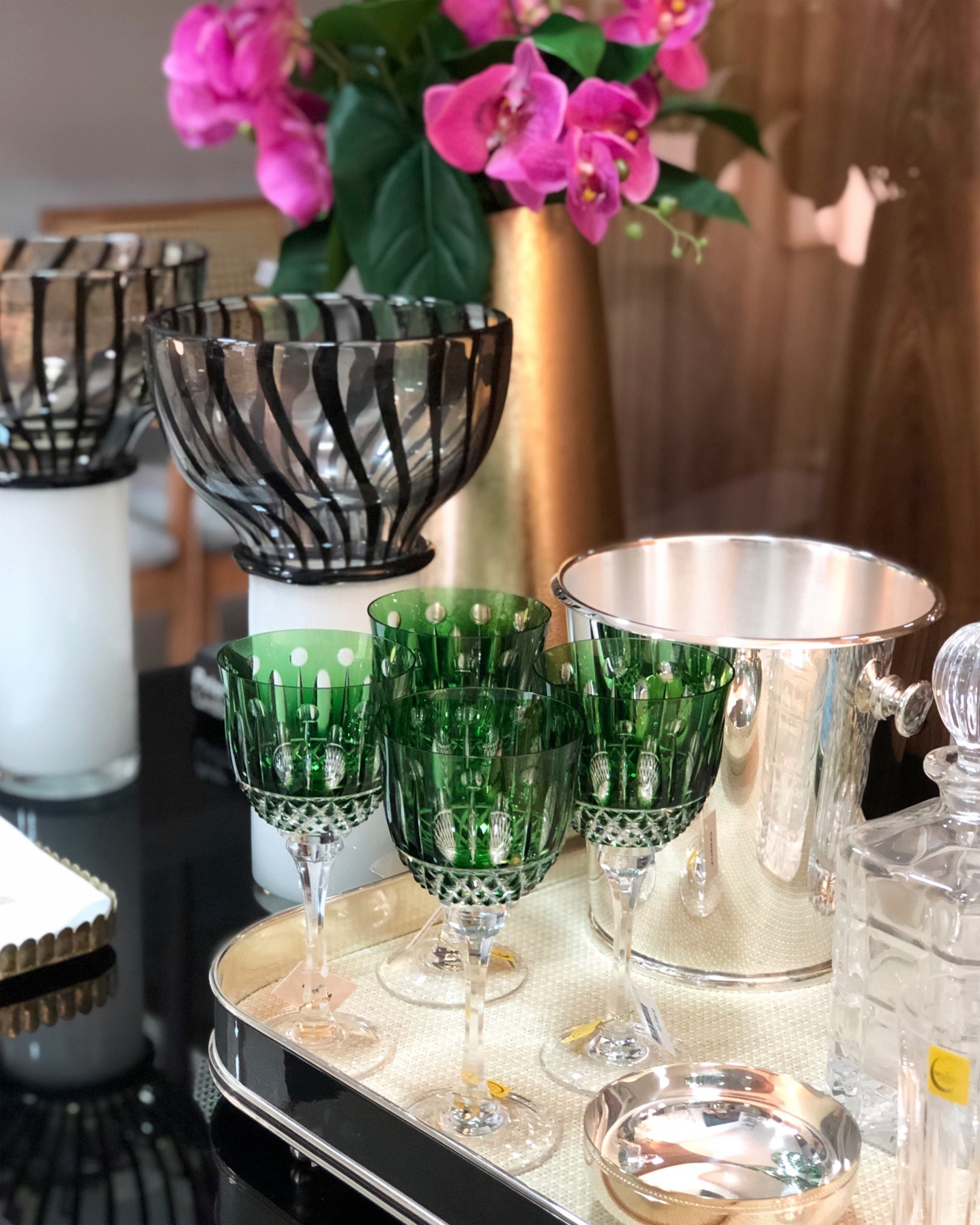 Taça cristal Mozart verde para vinho branco