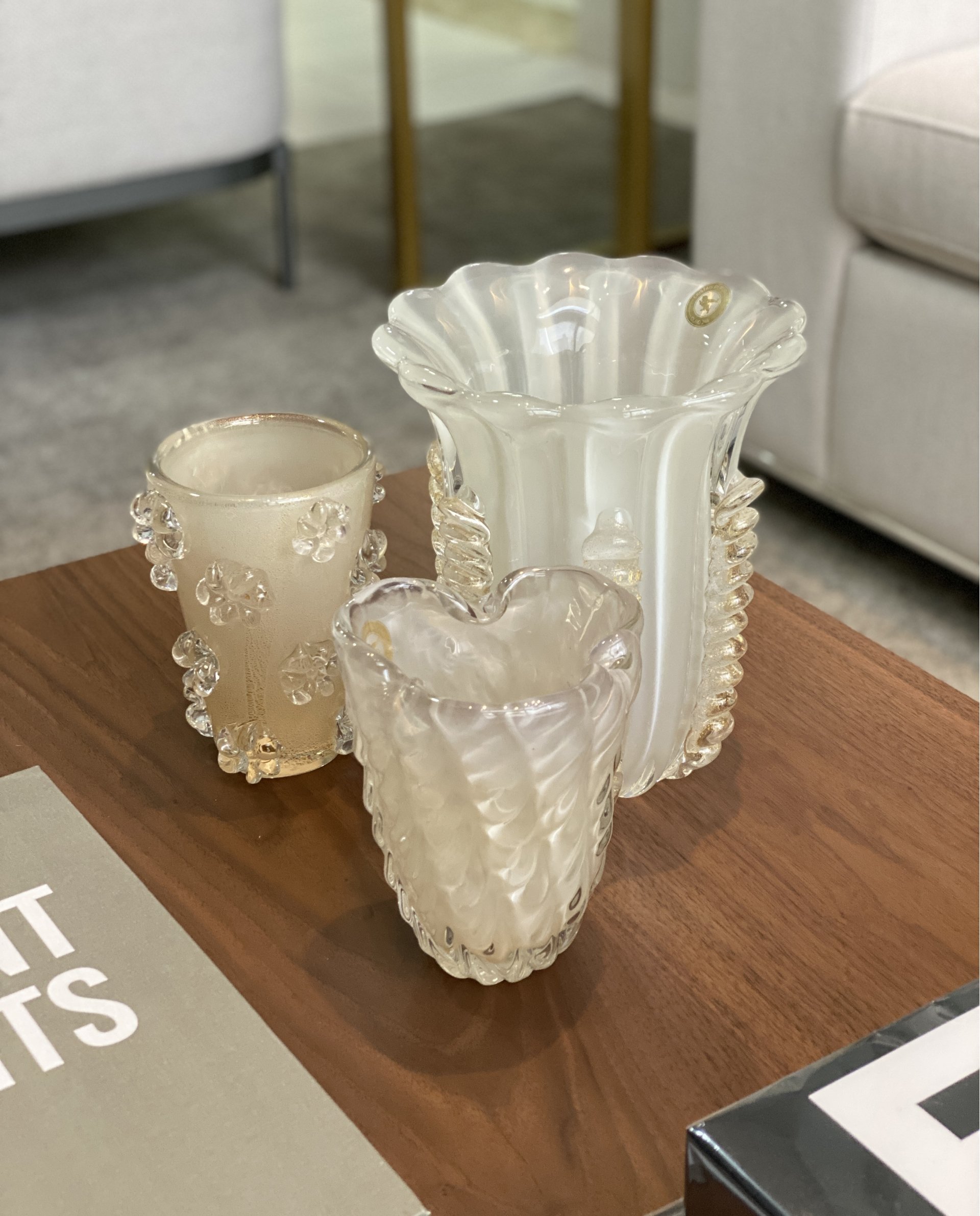 Vaso diMurano francesca M off white com ouro