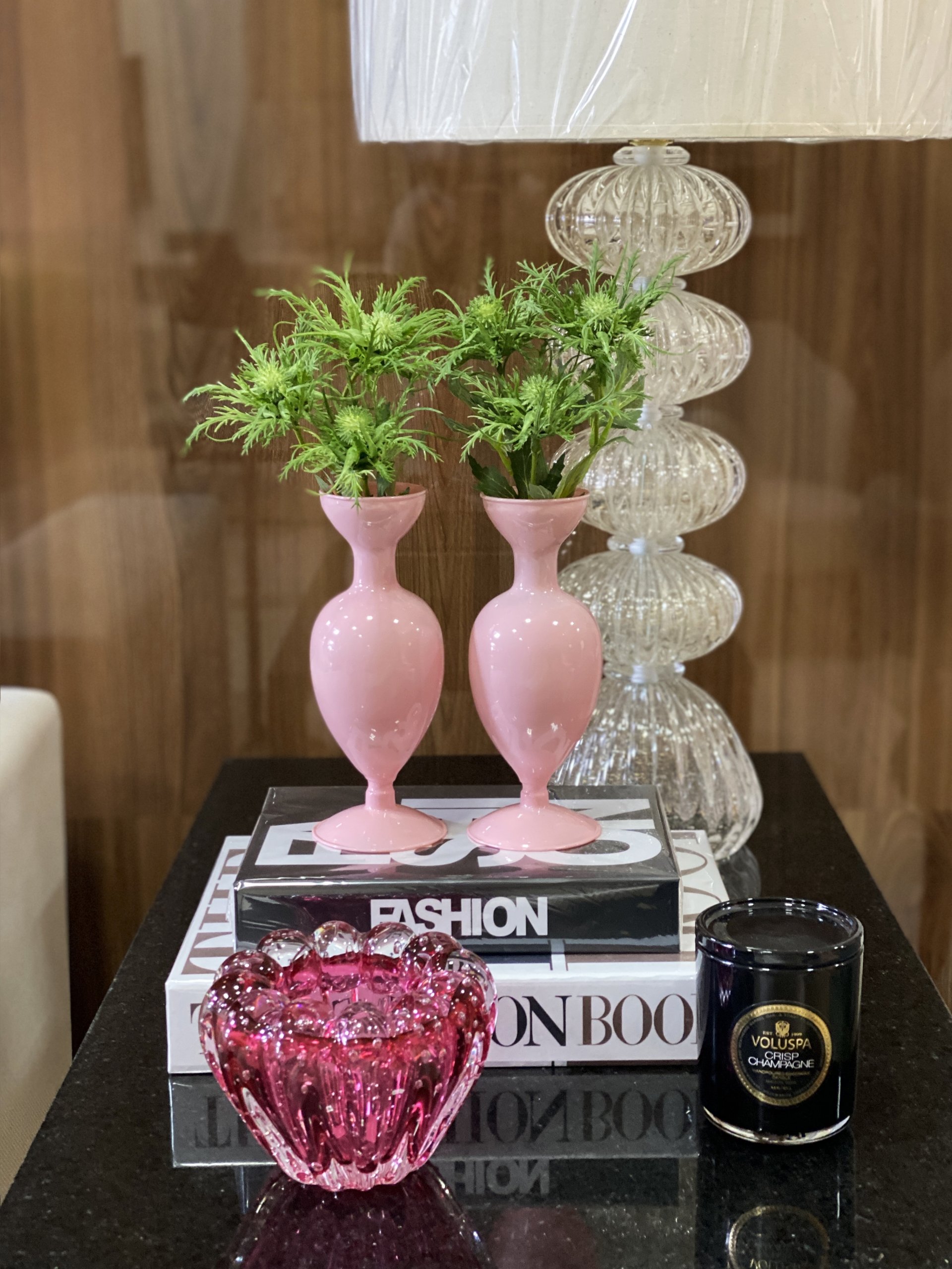Vaso vidro opalinado rosa claro