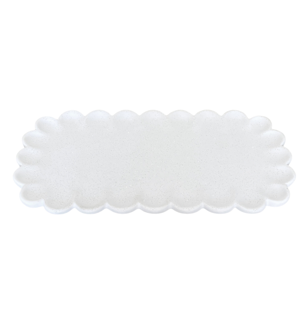 Bandeja resina branca M borda ondas 