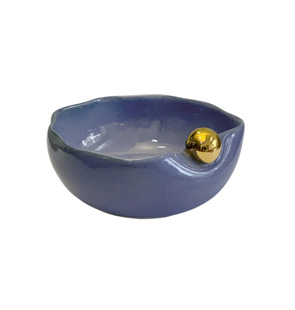 Bowl Nina mini com ouro azul hortência