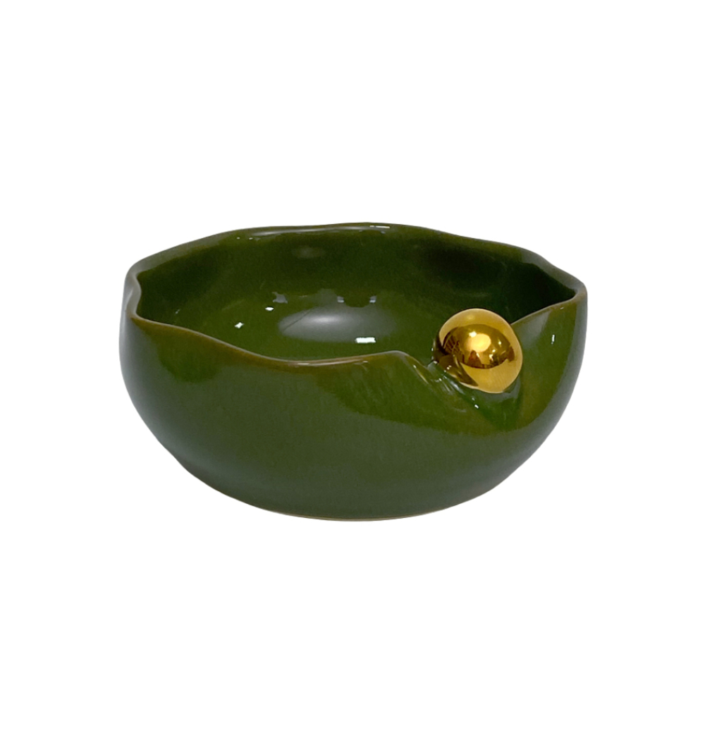 Bowl Nina mini com ouro verde musgo