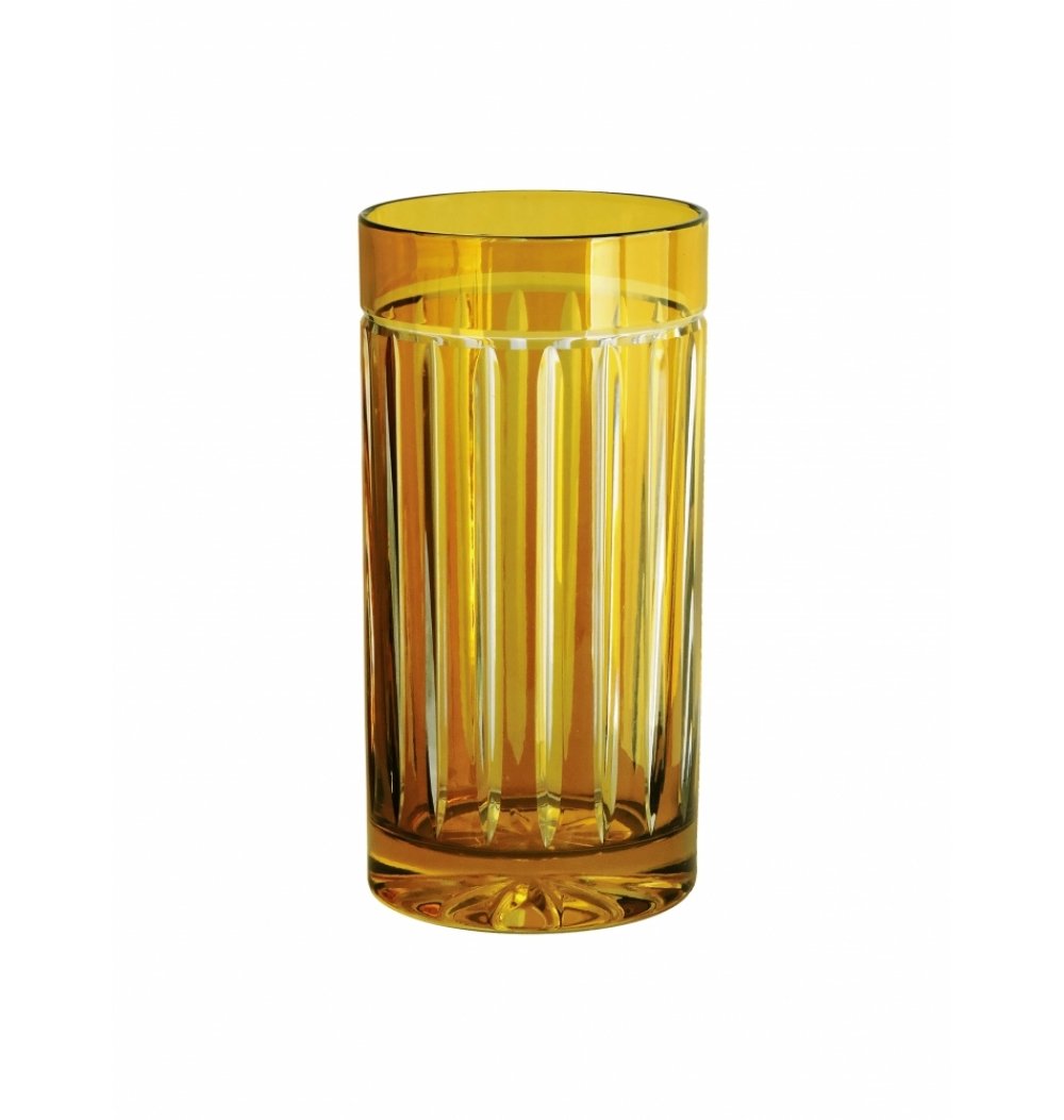 Copo cristal long drink âmbar canelado 