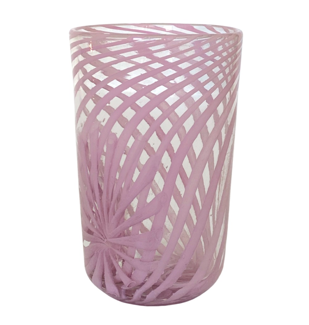 Copo de murano filigrana rosa 