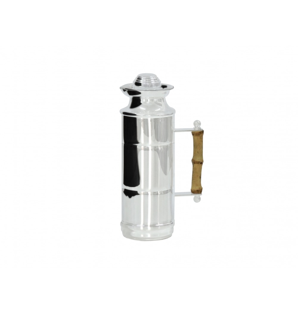 Garrafa térmica de prata alça bambu 500ml 