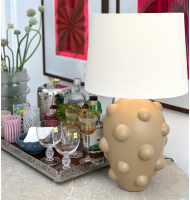 Abajur cerâmica fosca bege relevo bolas Abajur cerâmica fosca bege relevo bolas