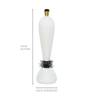 Abajur murano alexa branco com detalhe preto
