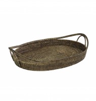 Bandeja rattan oval com alça Bandeja rattan oval com alça