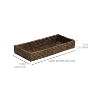 Bandeja retangular rattan