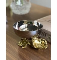 Bowl inox flor dourada com concha Bowl inox flor dourada com concha