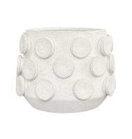 Cachepot cerâmica texturizado branco bolas G Cachepot cerâmica texturizado branco bolas G