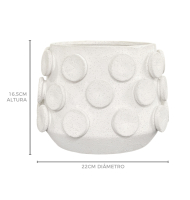 Cachepot cerâmica texturizado branco bolas G