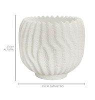 Cachepot cerâmica texturizado branco G