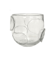 Cachepot vidro transparente relevo círculos  Cachepot vidro transparente relevo círculos