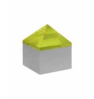 Caixa base metal fosco e acrílico verde neon pirâmide Caixa base metal fosco e acrílico verde neon pirâmide