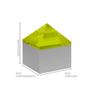 Caixa base metal fosco e acrílico verde neon pirâmide