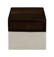 Caixa quadrada acrílico marrom base inox  Caixa quadrada acrílico marrom base inox