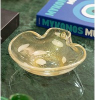 Centro diMurano orgânico bolas brancas transparente com ouro