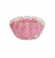Centro murano canelado rosa chiclete com ouro Centro murano canelado rosa chiclete com ouro