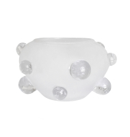 Centro vidro jateado bolas translúcidos