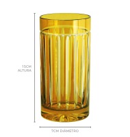 Copo cristal long drink âmbar canelado