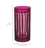 Copo cristal long drink framboesa canelado