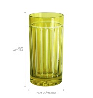 Copo cristal long drink verde oliva canelado