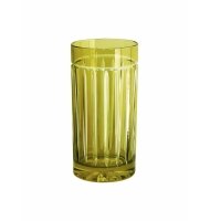 Copo cristal long drink verde oliva canelado Copo cristal long drink verde oliva canelado