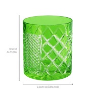 Copo cristal verde limão losango