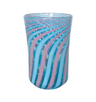 Copo de murano filigrana azul e rosa 