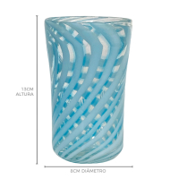 Copo de murano filigrana azul turquesa
