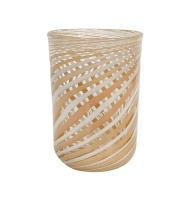 Copo de murano filigrana laranja e branco