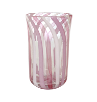 Copo de murano filigrana rosa e branco