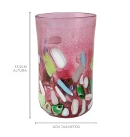 Copo de murano pink confetti colorido