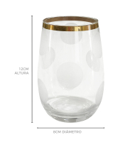 Copo vidro borda dourada bolotas