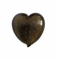 Coração murano grafite com ouro Coração murano grafite com ouro