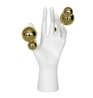 Escultura mão resina branco bolas douradas  Escultura mão resina branco bolas douradas