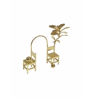 Escultura metal cadeira dupla com banho de ouro Escultura metal cadeira dupla com banho de ouro