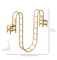 Escultura metal cadeira mergulho com banho de ouro