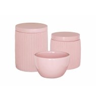 Kit higiene de cerâmica tricot rosa Kit higiene de cerâmica tricot rosa