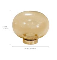 Luminária vidro balloon dourado e champanhe