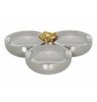 Porta aperitivo inox com flor dourada Porta aperitivo inox com flor dourada