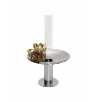 Porta vela inox com flor dourada Porta vela inox com flor dourada