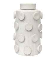 Pote cerâmica texturizado branco bolas G Pote cerâmica texturizado branco bolas G