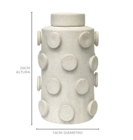 Pote cerâmica texturizado branco bolas G