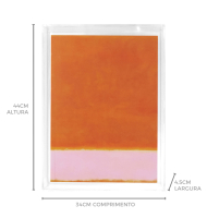 Quadro acrílico com gravura laranja e rosa claro