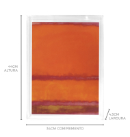 Quadro acrílico gravura laranja, pink e mostarda