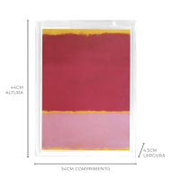 Quadro acrílico gravura pink, rosa e amarelo