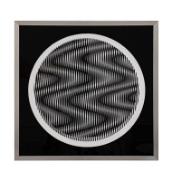 Quadro quadrado cinético preto e branco moldura metal  Quadro quadrado cinético preto e branco moldura metal